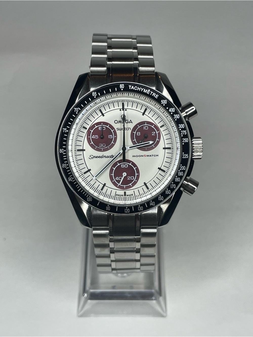 Swatch Speedmaster MoonSwatch Stainless Steel Cream Dial Custom Made Mod Watch